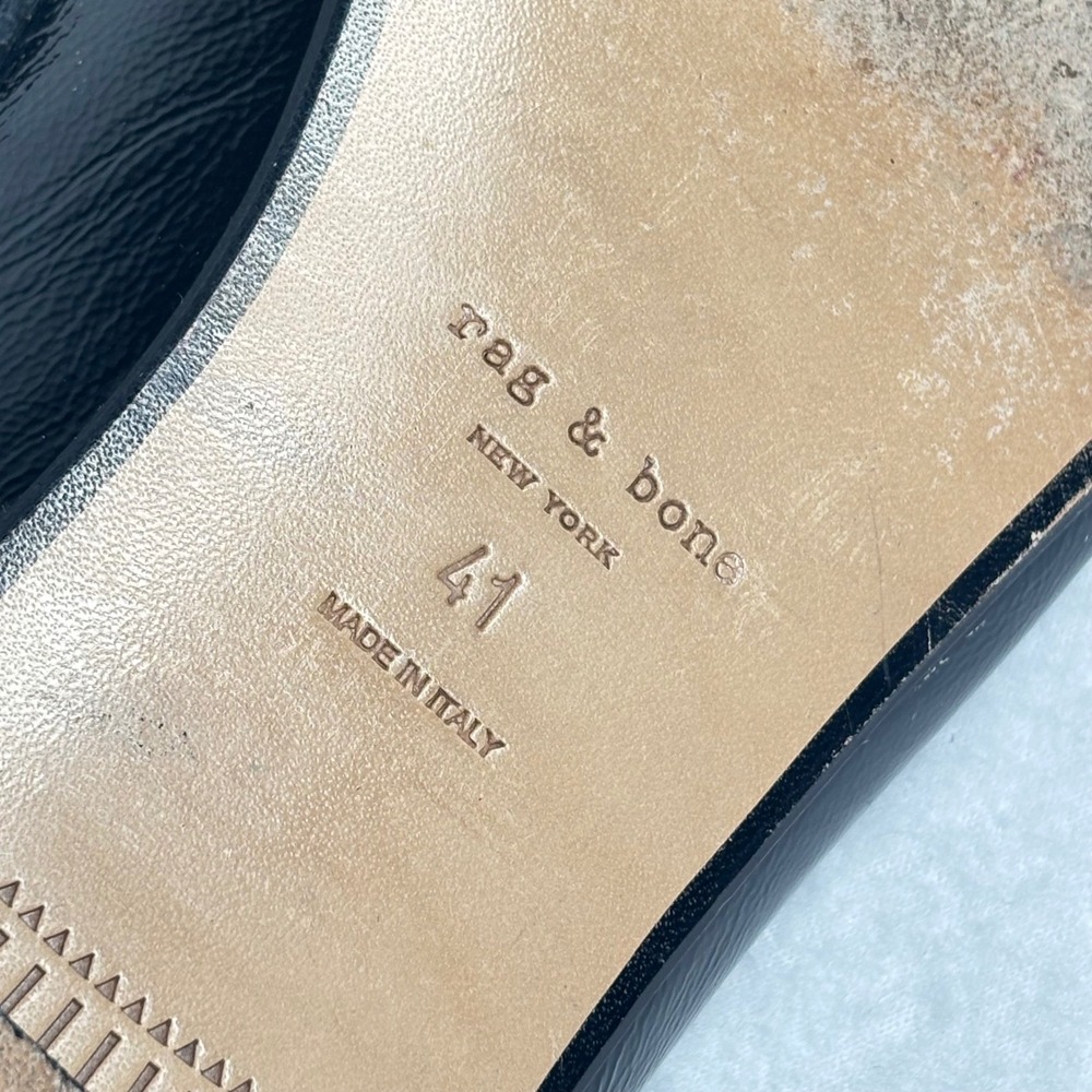 Rag & Bone Loafers Black Leather Silver Chain Horsebit EU 41 US 10 -‎ 10.5 ITALY - Picture 5 of 10